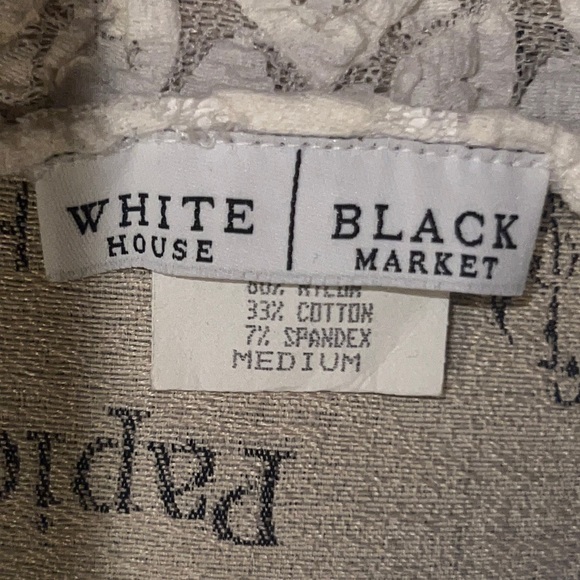 WHBM Vintage lace shortsleeve ivory cream white blouse Size Medium Style WHT1204 - Picture 6 of 7